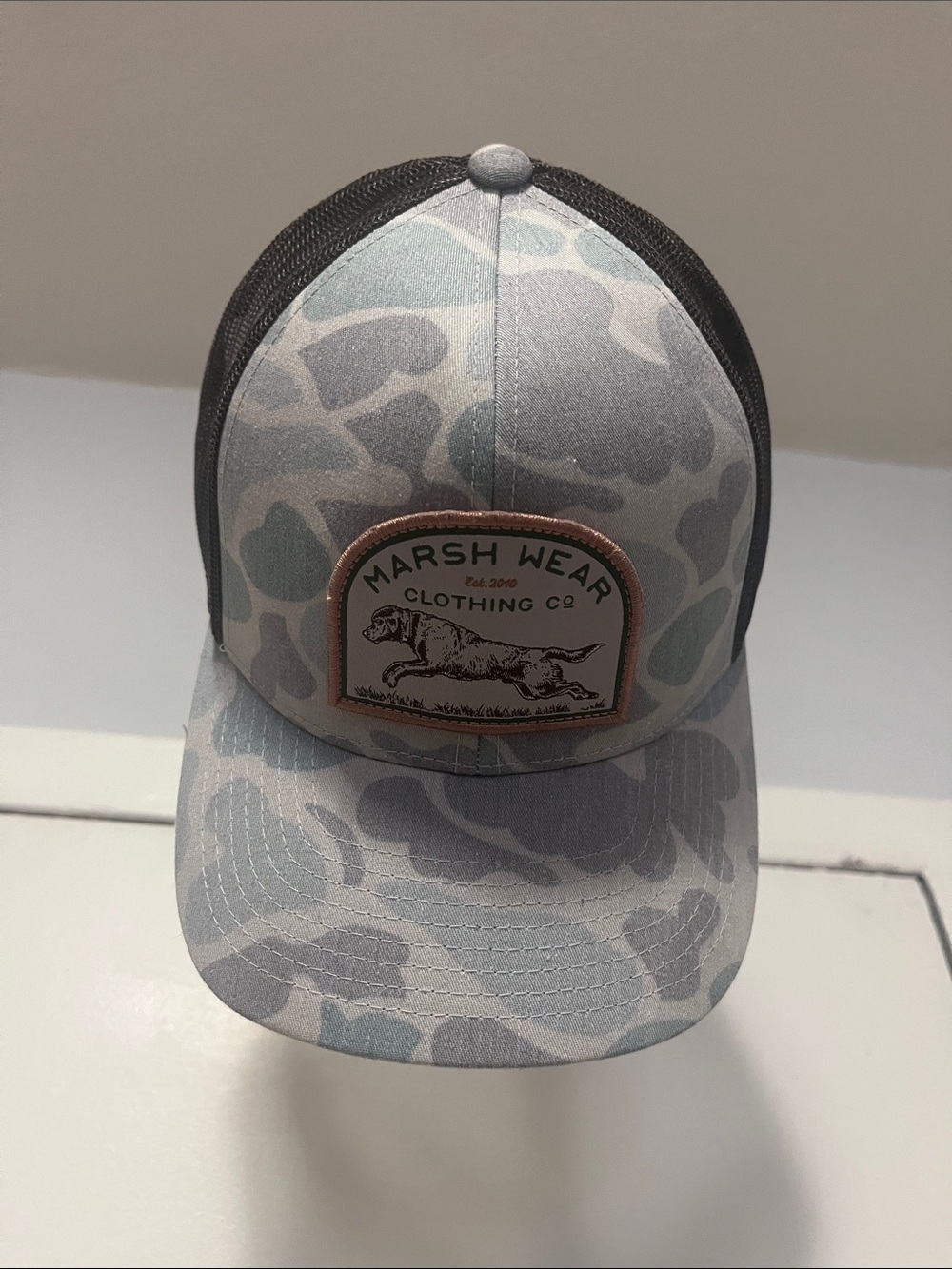 Marsh Wear Men's Camo Trucker Hat - Light Gray/Black